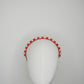 Alexa - red glass bead and pearl headband with delicate iridescent effect