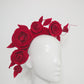 Red romance - Red velvet rose vin eon a red velvet 3d headband with quills