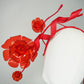 Ribbons And Ranunculus - Wirework headband with dancing Ranunculus and parisissal ribbon in shades of red