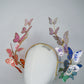 Butterfly Spectrum // 	Rainbow crystoform  butterfly wired headband with gold accents