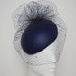 Navy Clouds - Delicate navy leather face-hugger with Diamanté veil