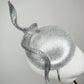 Lightning Strikes - Silver lurex and leather button with sculpted silver wired swirl