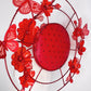 Crimson Dream - Red leather percher with wirework, cyrstald and crystofrom flower detail