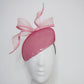Dusty Rose- Dusty rose hand dyed sequin face hugger beret with pink leather edged crinoline bow.