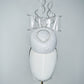 Bow & Grace - white and silver lurex Pork pie pillbox with embellihed crystoform bow