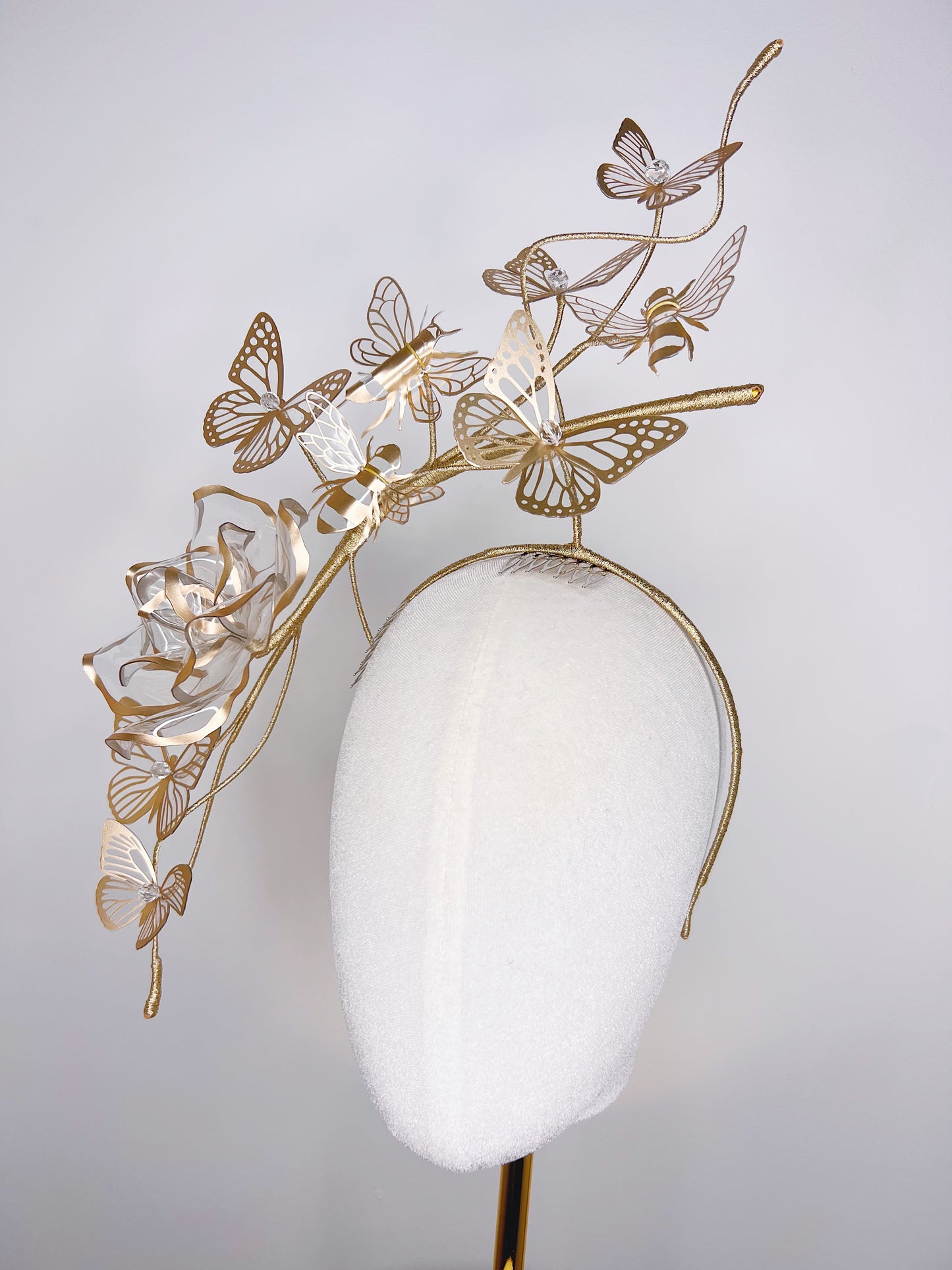 Butterflies and bees - gold crystoform headpiece