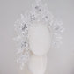 Soie blanche - White silk veil percher with  Crystoform Poppy detial