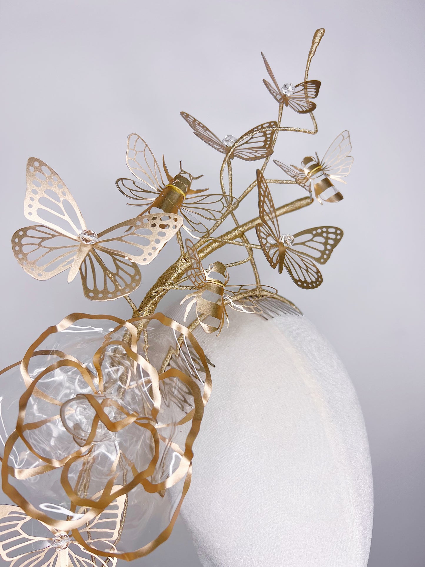 Butterflies and bees - gold crystoform headpiece