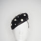 pearl beret - black leather