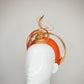 Golden Nova - Orange tinalak straw headband with golden leather edged crinoline swirl