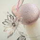 Gently does it - Baby pink veilled percher with silver butterflies and flower detail