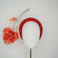Red Rose Razzle Dazzle - Red vintage cloth 3d headband with red crystoform crystal encrusted floating rose