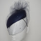 Navy Clouds - Delicate navy leather face-hugger with Diamanté veil