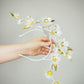 Dancing Diphylleia - Cascading skeleton flowers dancing across a leather wrapped headband
