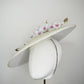 Cherry blossom  - Pale gold and white Coolie Brim with cherry blossom branch and a touch of pink