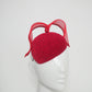 Petite Heart - Petite red velvet face hugger with cross hatch diamanté and veil detail an heart crin swirl