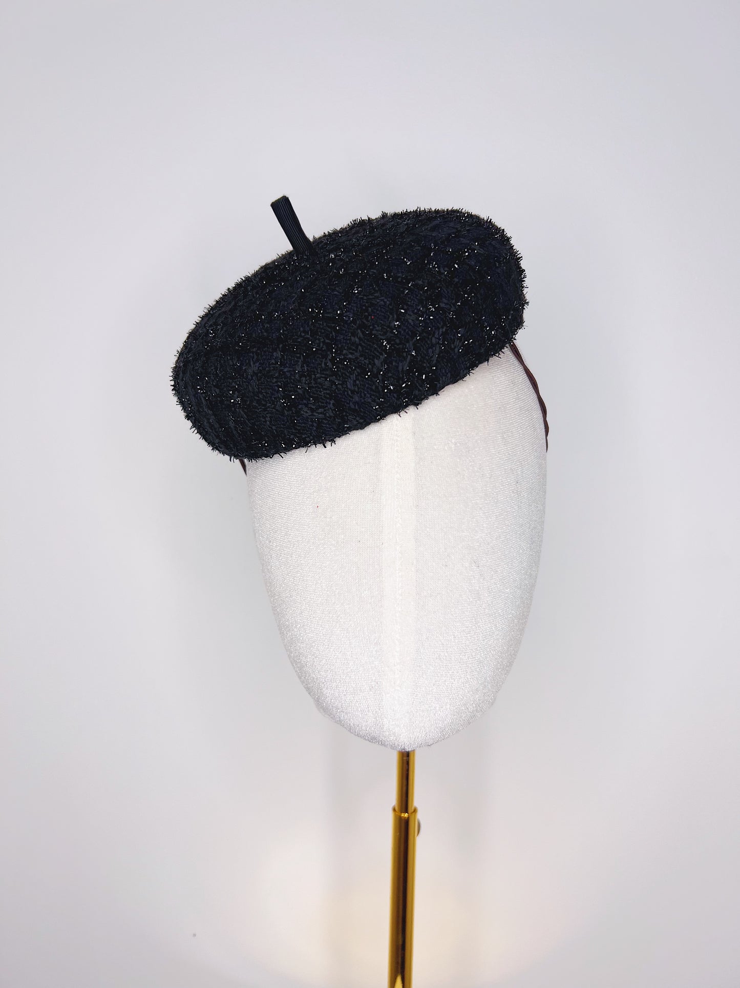 Noir - Tweed Button Beret