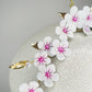 Cherry blossom  - Pale gold and white Coolie Brim with cherry blossom branch and a touch of pink