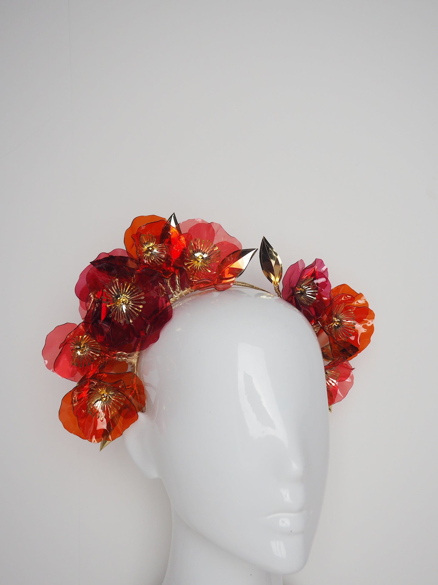 Popping Poppies - Crystoform poppies in shades of red and rust with gold accents
