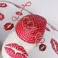All you need is Love...And Kisses - Asymetric crystoform hat in red and Silver