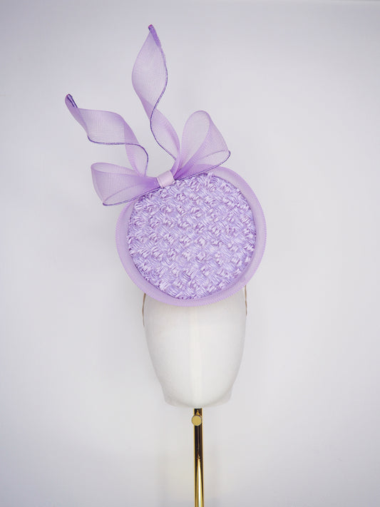 Lavender Skies - Vintage straw percher featuring sculptural crinoline edging and an elegant floating bow.