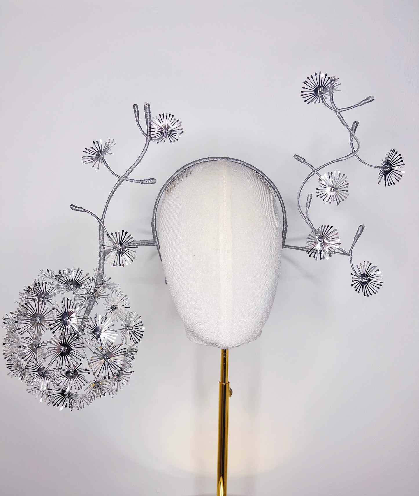 Dancing Dandelion - Silver Dandelion wraparound headband with windswept