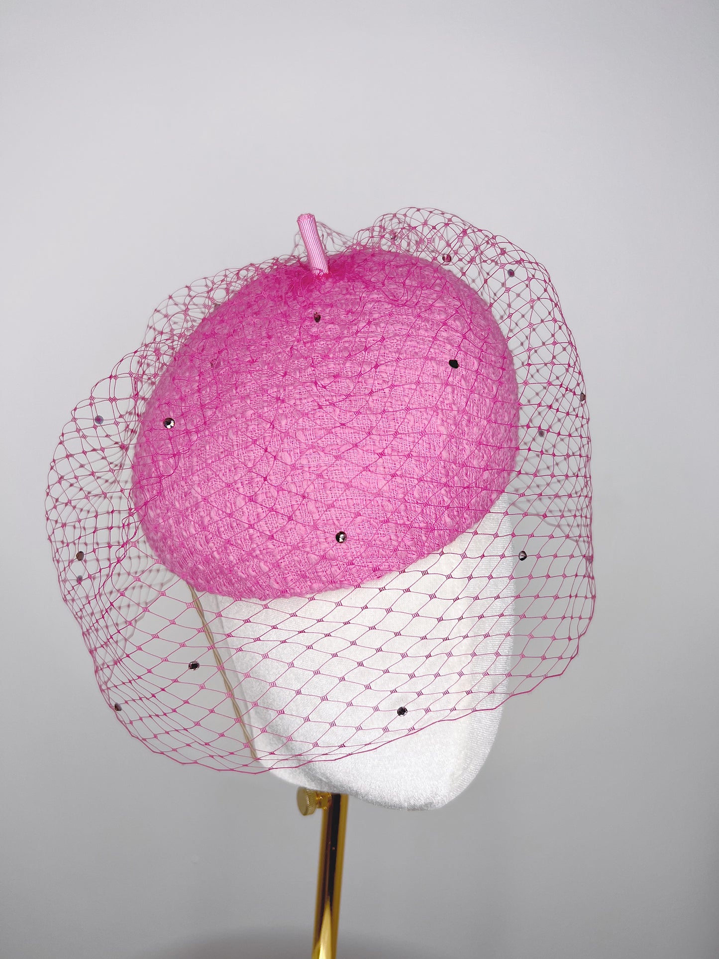 Candy  Beret - Candy pink tweed beret