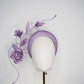 Lilac Bloom - A hand-dyed lilac headband blooming with sculptural roses and metallic swirls.