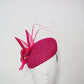 Raspberry Beret - Raspberry pink vintage straw cloth with crinoline and straw knot and quills.