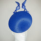 Sapphire Shimmer - Blue floating disc with leather bound crinoline bow and crystal embellsihed veil