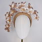 Rose Gold Glory -  Rose gold and gold 3d headband with crystoform orchid cascade
