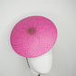 A Little Bit Wicked - Candy pink  crystal encrusted leather disc with flower and wired swirl trim.
