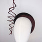Chocolate swirl - Chocolate silk satin 3d headband with wired swirl and veil detail