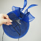 Sapphire Shimmer - Blue floating disc with leather bound crinoline bow and crystal embellsihed veil