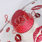 All you need is Love...And Kisses - Asymetric crystoform hat in red and Silver