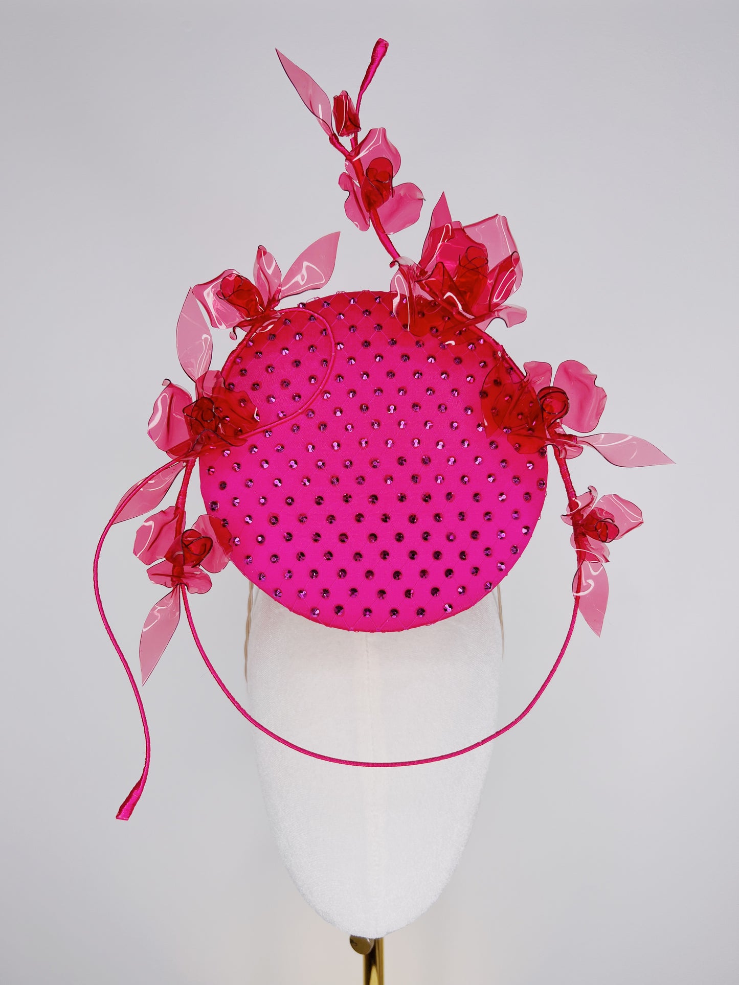Rambling Roses - Fuchsia Curystoform rose and embellished Percher