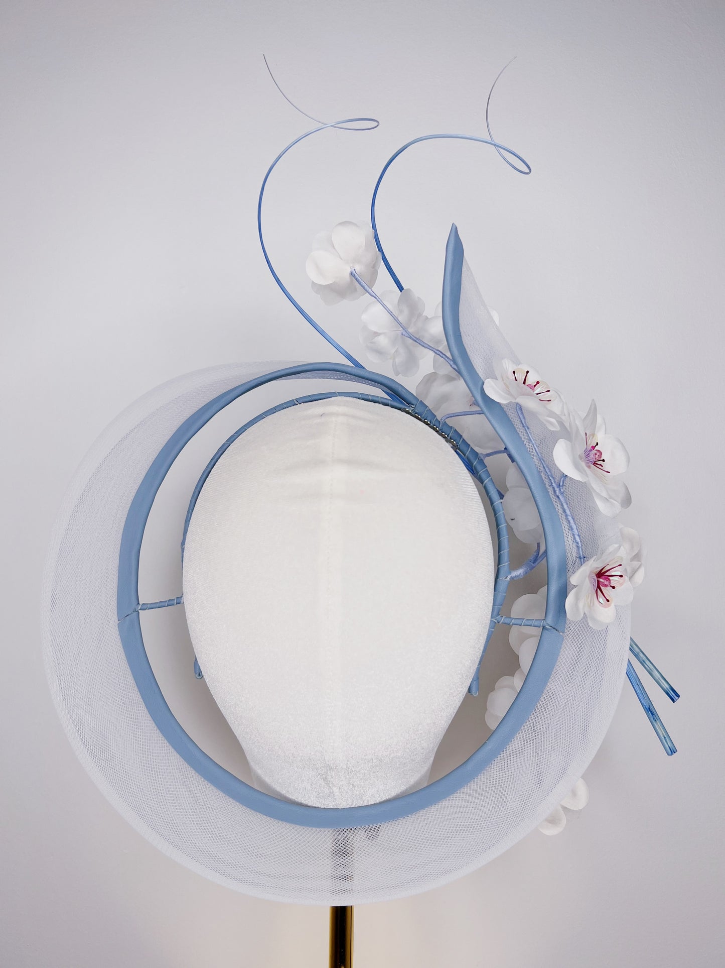 Blossoms in the breeze - Hand-tooled silk cherry blossoms on a crinoline wraparound headband