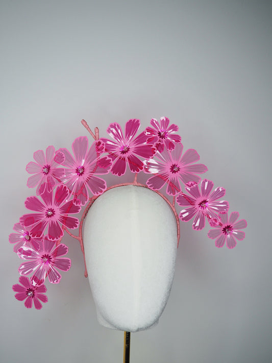 Blushing Blooms - Crystoform Cosmos headband in shades of pink