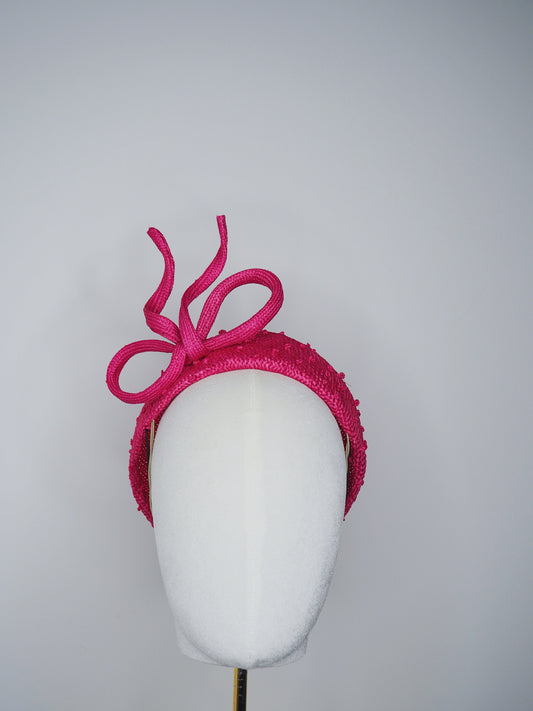 Raspberry Fling - Raspberry pink  knotted Jackie O pillbox with wired bow