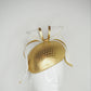 Gold and gorgeous - Golden Leather face hugger beret with a leather edged floating crinoline bow