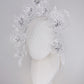 Soie blanche - White silk veil percher with  Crystoform Poppy detial
