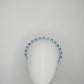 Alexa - Pale Sapphire glass bead and pearl headband with delicate iridescent effect