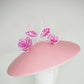 Pastel with a pop - Baby pink and white leather Coolie brim with shades of pink crystoform rose