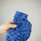 Lady Navy- Pearlescent light navy hand woven vintage straw straw pillbox