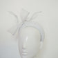 Little Bow Peep  -White Leather 3d headband with leather edged bow and crystal detail