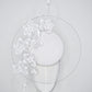 Orchid Whisper Veil Percher - Veiled brim white leather percher with crystoform orchids