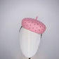 Glitz and glam - Leather button beret with crystals - baby pink