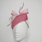 Dusty Rose- Dusty rose hand dyed sequin face hugger beret with pink leather edged crinoline bow.