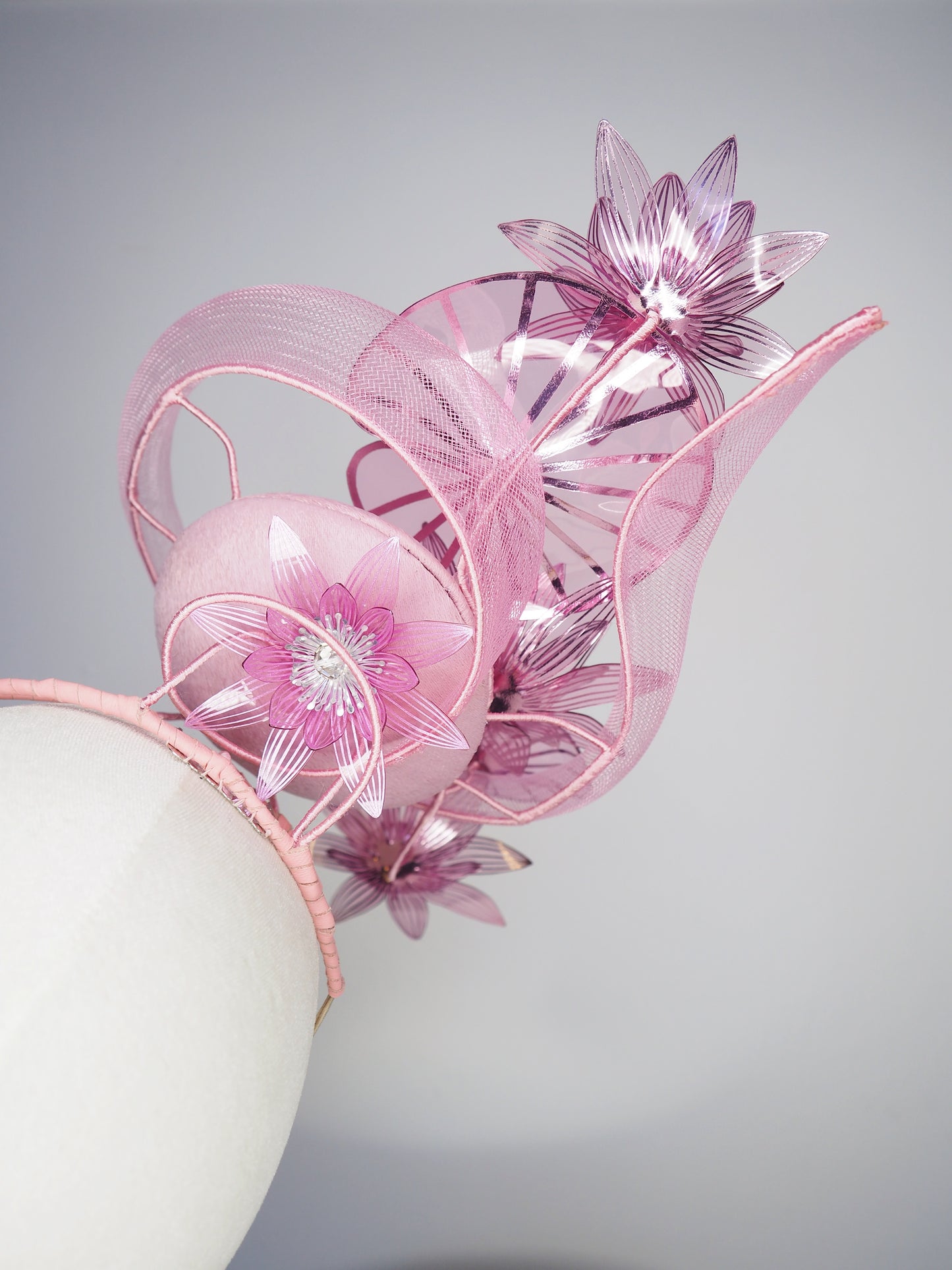 Fleur d'Eau - A delicate vintage straw percher inspired by floating water lilies, finished with sculptural embroidery and silver accents
