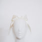 Hannah - Shantung silk bow with veil an crystal detial - off white
